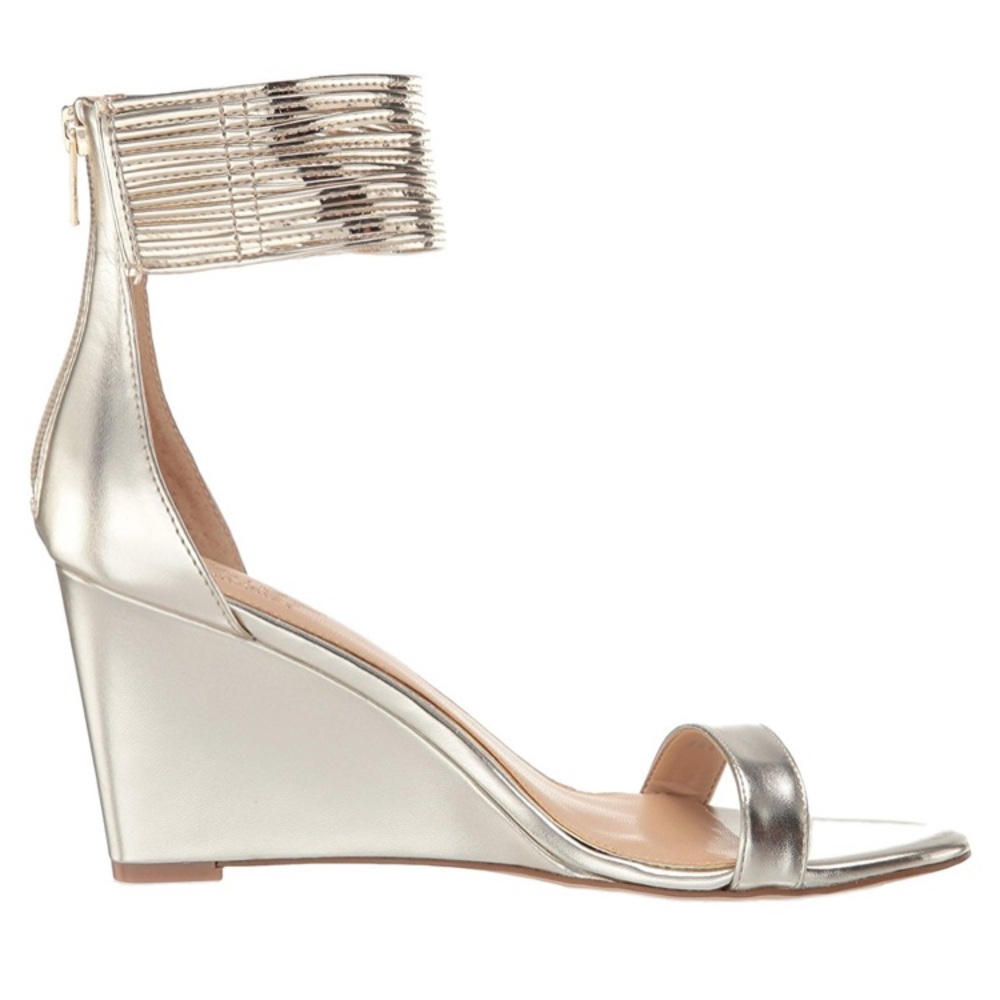 Badgley Mishka Silver Wedge Heels - Picture 3 of 5